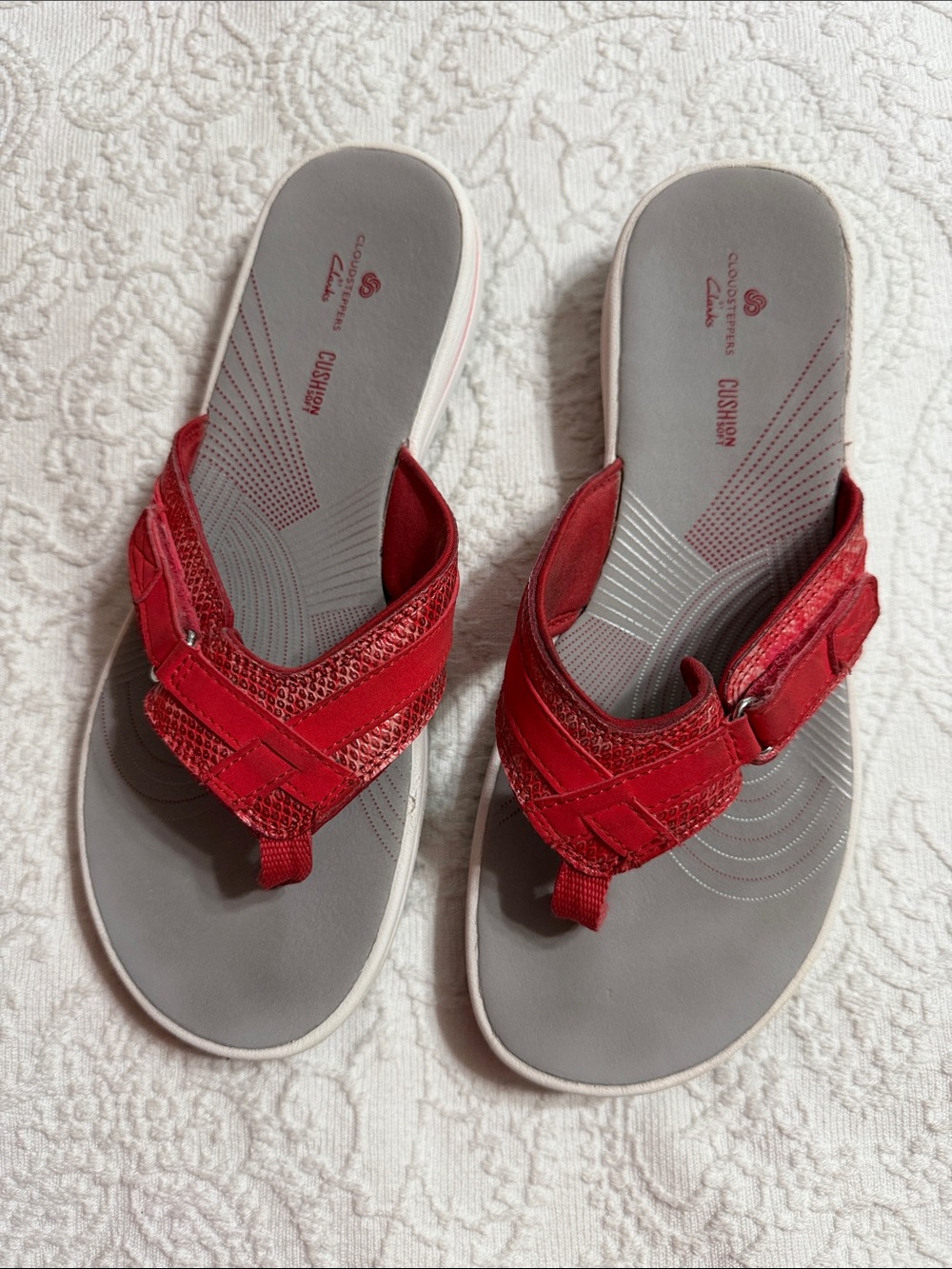 Red Thong Sandals Size 8 with Cushioned Footbed